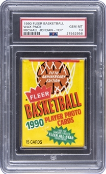 1990/91 Fleer Basketball Unopened Wax Pack – Michael Jordan Top Card – PSA GEM MT 10